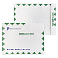Zip Stick®,  White With Green First Class Border DuPont™ Tyvek® Open End Catalog Mailing Envelopes, 1-Color, Custom 9" x 12", Box Of 500 1 thumbnail image