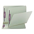Smead® Pressboard Fastener Folders With SafeSHIELD® Coated Fasteners, 2" Expansion, Letter Size, Gray/Green, Box Of 25 1 thumbnail image