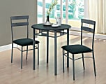 Monarch Specialties 30" Round Table With 2 Horizontal-Slat Bistro Chairs, Black/Charcoal Gray 1 thumbnail image