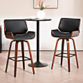 Glamour Home Beate Faux Leather Barstool With Back, Black/Brown 1 thumbnail image