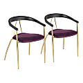 LumiSource Vanessa Chairs, Purple/Black/Gold, Set Of 2 Chairs