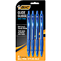 BIC Glide Bold Retractable Ballpoint Pens, Bold Point, 1.6 mm, Translucent Barrel, Blue Ink, Pack Of 4 Pens