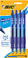 BIC® Gel-ocity® Gel Retractable Gel Ink Pens, Medium Point, 0.7 mm, Translucent Barrel, Blue Ink, Pack Of 4