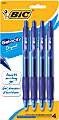 BIC® Gel-ocity® Gel Retractable Gel Ink Pens, Medium Point, 0.7 mm, Translucent Barrel, Blue Ink, Pack Of 4 1 thumbnail image