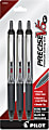 Pilot® Precise™ V5 Liquid Ink Retractable Rollerball Pens, Extra-Fine Point, 0.5mm, Black Barrel, Black Ink, Pack Of 3