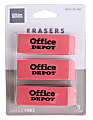 Office Depot® Brand Beveled Erasers, Pink, Pack Of 3 Erasers 1 thumbnail image