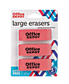 Office Depot® Brand Beveled Erasers, Pink, Pack Of 3 Erasers