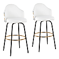 LumiSource Ahoy Floral Fixed-Height Bar Stools, White/Black/Gold, Set Of 2 Stools