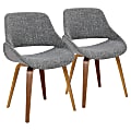 LumiSource Fabrico Chairs, Gray Noise Seat/Walnut Frame, Set Of 2 Chairs