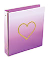 Divoga® Hearts Fashion 3-Ring Binder, 1" Round Rings, Pink Ombré