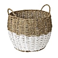 Honey Can Do Medium Round Nesting Seagrass Storage Basket With Handles, 14”L x 14”W x 12”H, Natural/White 1 thumbnail image