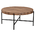 Baxton Studio Umar Modern Industrial Wood And Metal Coffee Table, 15-15/16”H x 31-1/2”W x 31-1/2”D, Walnut Brown/Black