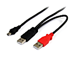 StarTech.com 1ft USB Y Cable for External Hard Drive - Connect and power your external mini-USB equipped hard drive through two standard USB ports on your computer - 1 ft USB Y Cable for External Hard Drive - USB A to mini B - 1ft