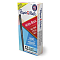 Paper Mate® Ballpoint Stick Pens, Medium Point, 1.0 mm, Black Barrel, Black Ink, Pack Of 12