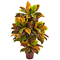 Nearly Natural 36"H Real Touch Croton Artificial Plant, 36"H x 20"W x 16"D, Brown/Orange