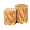 LumiSource Marla Nesting Pleated Ottomans, Gold/Orange, Set Of 2 Ottomans 1 thumbnail image