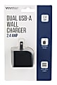 Vivitar Dual USB-A Wall Charger, Black, NIL6002-BLK-STK-24