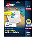 Avery® Print-To-The-Edge Permanent Laser Shipping Labels, 6879, 1 1/4" x 3 3/4", White, Pack Of 300