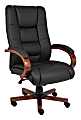 Boss Aaria Ergonomic Vinyl/Wood High-Back Chair, Black/Cherry