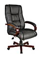 Boss Office Products Aaria Ergonomic Vinyl/Wood High-Back Chair, Black/Mahogany