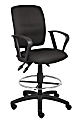 Boss Office Products Fabric Drafting Stool With Loop Armrests, Black/Chrome 1 thumbnail image