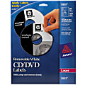 Avery® Removable Print-to-the-Edge CD/DVD Labels, 5931, Round, 4.65" Diameter, White, 50 Disc Labels And 100 Spine Labels