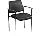 Boss Office Products Square Back Diamond Stacking Chair W/Arm In Black