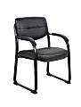 Boss Office Products Bonded Leather Contoured Guest Chair, Black