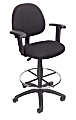 Boss Office Products Drafting Stool, Adjustable Arms, Black, B1616-BK