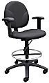 Boss Office Products Drafting Stool, Adjustable Arms, Black/Chrome, B1691-BK 1 thumbnail image