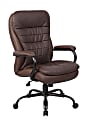 Boss Office Products Heavy-Duty Pillow-Top High-Back Chair, Bomber Brown/Silver