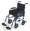 Medline Hybrid 2 Transport Wheelchair, Swing Away, 18" Seat, Blue 1 thumbnail image