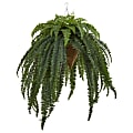 Nearly Natural Giant Boston Fern 50”H Artificial Plant With Hanging Cone, 50”H x 34”W x 34”D, Green/Gray