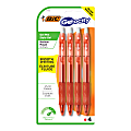 BIC® Gel-ocity® Gel Retractable Gel Ink Pens, Medium Point, 0.7 mm, Translucent Red Barrel, Red Ink, Pack Of 4 Pens