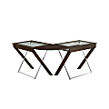 OSP Designs X-Text L-Shaped Computer Desk With Glass Top, Espresso
