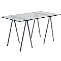 Flash Furniture 55"W Glass Computer Desk, Clear/Silver