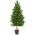 Nearly Natural Olive Cone Topiary 54" UV-Resistant Artificial Tree With Pot, Green/Black