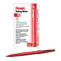 Pentel® Rolling Writer® Pens, Medium Point, 0.8 mm, Red Barrel, Red Ink, Pack Of 12 Pens