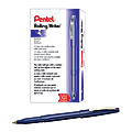 Pentel® Rolling Writer® Pens, Medium Point, 0.8 mm, Blue Barrel, Blue Ink, Pack Of 12 Pens 1 thumbnail image
