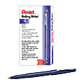 Pentel® Rolling Writer® Pens, Medium Point, 0.8 mm, Blue Barrel, Blue Ink, Pack Of 12 Pens