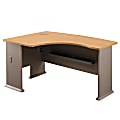 Bush Business Furniture Office Advantage L Bow Desk Left Handed, 60"W x 44"D, Light Oak/Sage, Premium Installation