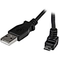 StarTech.com 0.5m Micro USB Cable - A to Up Angle Micro B - 1.64 ft USB Data Transfer Cable - First End: 1 x Type A Male USB - Second End: 1 x Type B Male Micro USB - 60 MB/s - Shielding - Black