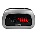 Sharp® Battery Backup Electric-Powered Digital Alarm Clock, 2 3/4" x 4 1/4" x 2", Black/Silver