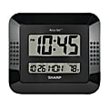 Sharp Digital Auto Time Set Wall Clock, 8" x 7", Black