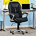 Serta® Puresoft™ Ergonomic Bonded Leather/Mesh High-Back Chair, Black/Silver