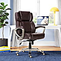 Serta® Executive Office Ergonomic Bonded Leather High-Back Chair, Biscuit Brown/Silver 1 thumbnail image