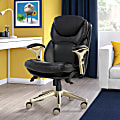 Serta® Back in Motion™ Health And Wellness Ergonomic Bonded Leather Mid-Back Office Chair, Black/Silver