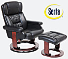 Serta Deluxe CR43501 Faux Leather Reclining Chair And Ottoman, Smooth Black/Cherry 1 thumbnail image