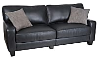 Serta® RTA Santa Rosa Collection Leather Sofa, 35"H x 72"W x 32 1/2"D, Bonded Leather, Black