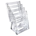 Azar Displays 4-Pocket Crystal Styrene Tiered Modular Brochure Holders, 16 1/2"H x 9"W x 7 1/2"D, Clear, Pack Of 2